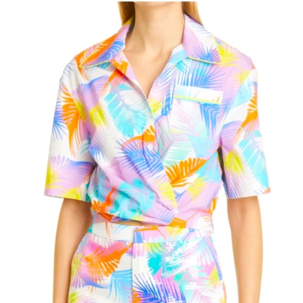 La superbe extra dessert palm camp shirt size 2 bright multi colored